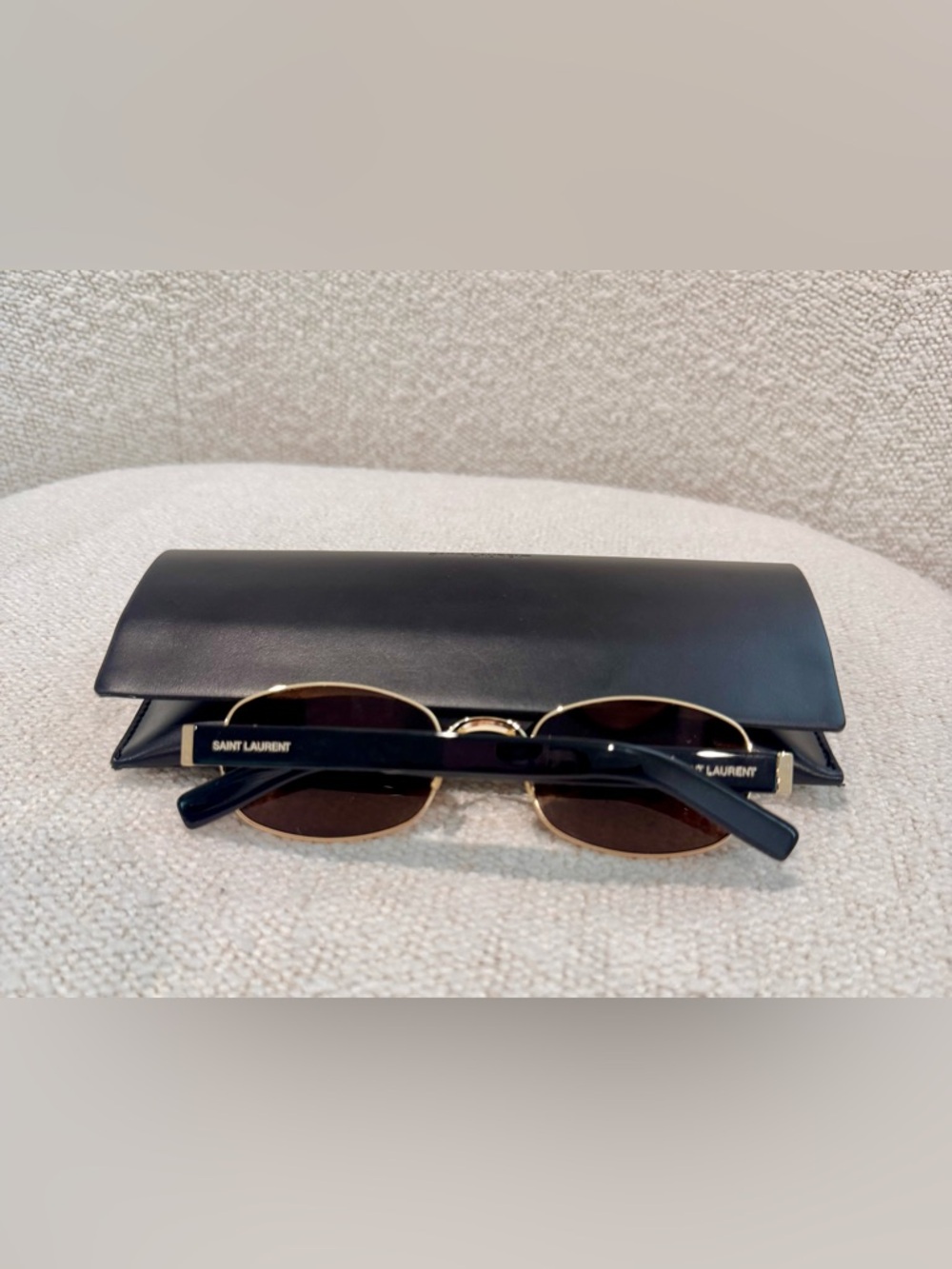Yves Saint Laurent Gold Frame Sunglasses with Brown Lenses and Black Temples - Picture 7 of 12